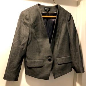 Express grey collarless blazer